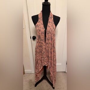 Aloha Royale Hawaii open Front Swim Cover up Pink Tropical One Size Rayon